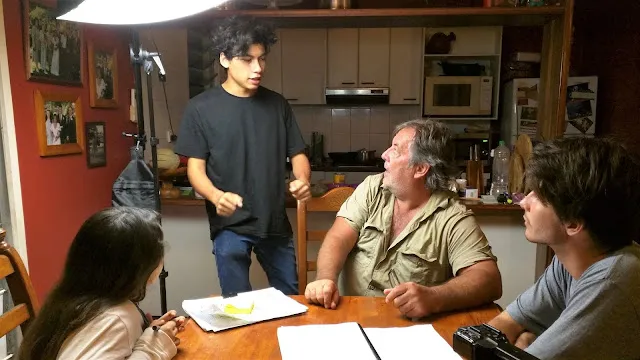 Nathaniel Kelly directs the leads: Journey Kelly, Phil O'Brien, and Joseph Baronio