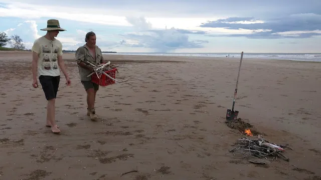 Max Conaghan and Phil O'Brien on a beach